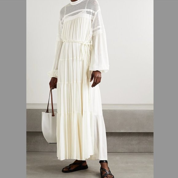 NWT A.L.C. Sian Crochet-Paneled Maxi Dress - Picture 1 of 4